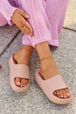 Clearance Klapki Damskie Na Platformie Piankowe Różowe Airaplea Damskie Klapki Basenowe|Klapki Na Platformie