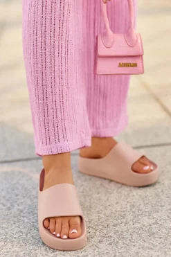 Clearance Klapki Damskie Na Platformie Piankowe Różowe Airaplea Damskie Klapki Basenowe|Klapki Na Platformie