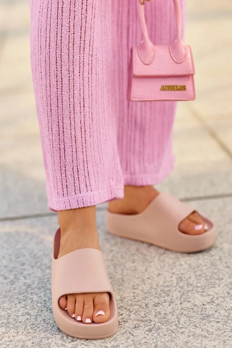 Clearance Klapki Damskie Na Platformie Piankowe Różowe Airaplea Damskie Klapki Basenowe|Klapki Na Platformie