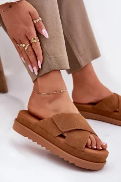 Best Klapki Damskie Na Platformie Z Przeplatającymi Się Paskami Camel Rinasara Damskie Klapki Na Platformie|Klapki Damskie Klasyczne