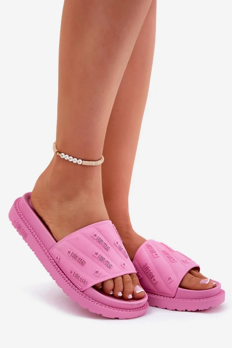 Klapki Damskie Big Star|Klapki Na Platformie>Big Star Shoes Klapki Damskie Na Platformie Big Star RR274A541 Różowe Różowy