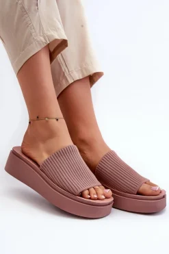 Klapki Na Platformie|Klapki Damskie Klasyczne>Buty Sergio Leone Klapki Damskie Na Platformie Sergio Leone SK083H Różowe