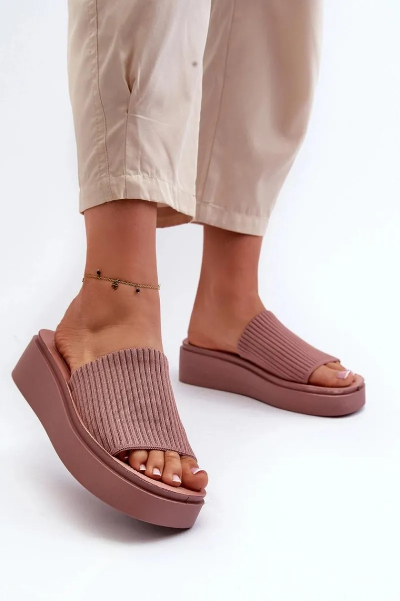 Klapki Na Platformie|Klapki Damskie Klasyczne>Buty Sergio Leone Klapki Damskie Na Platformie Sergio Leone SK083H Różowe