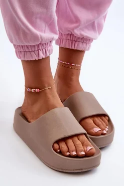 Klapki Basenowe|Klapki Na Platformie>Boto Klapki Damskie Na Platformie Piankowe Brązowe Airaplea