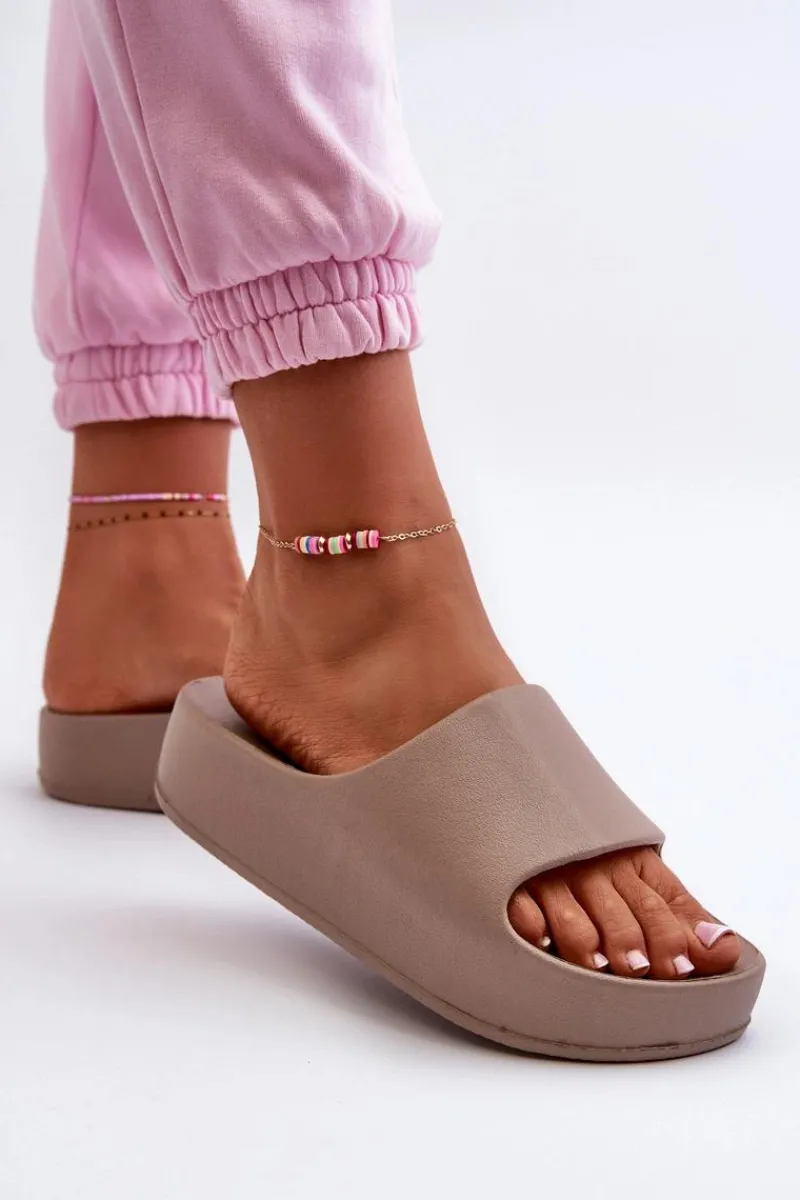 Klapki Basenowe|Klapki Na Platformie>Boto Klapki Damskie Na Platformie Piankowe Brązowe Airaplea