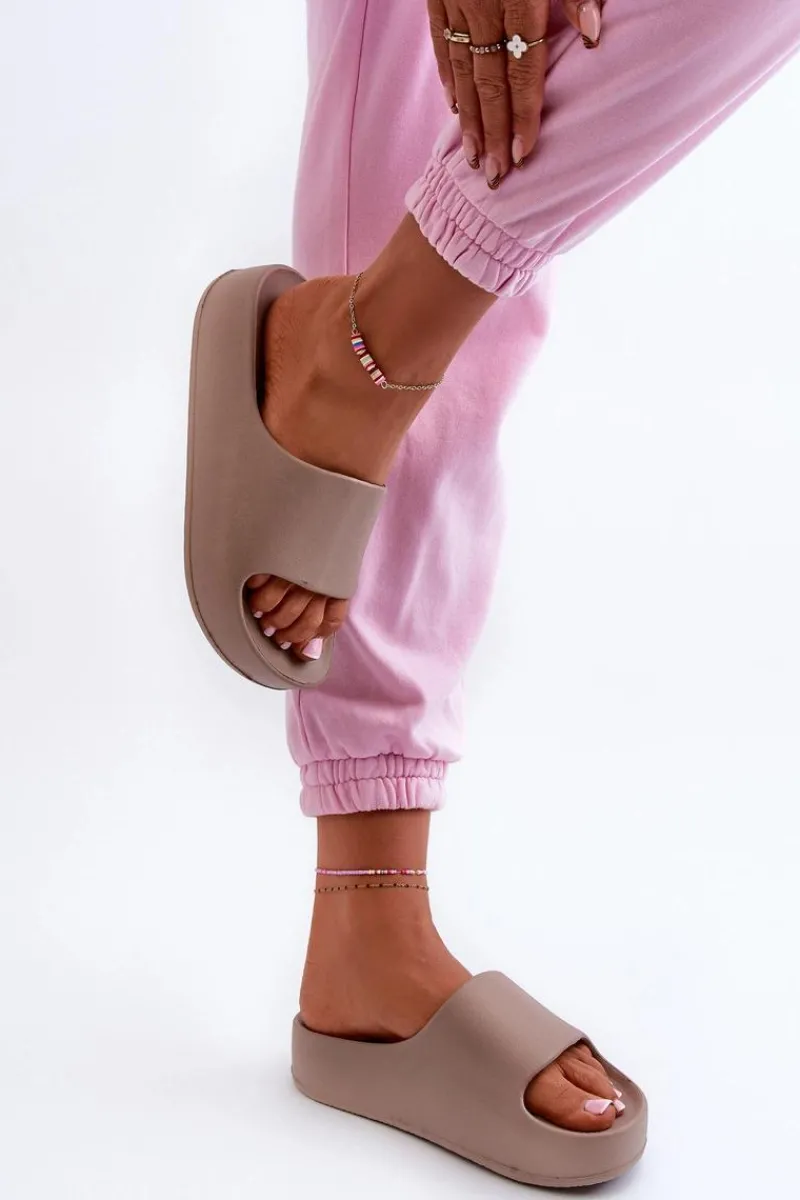 Klapki Basenowe|Klapki Na Platformie>Boto Klapki Damskie Na Platformie Piankowe Brązowe Airaplea