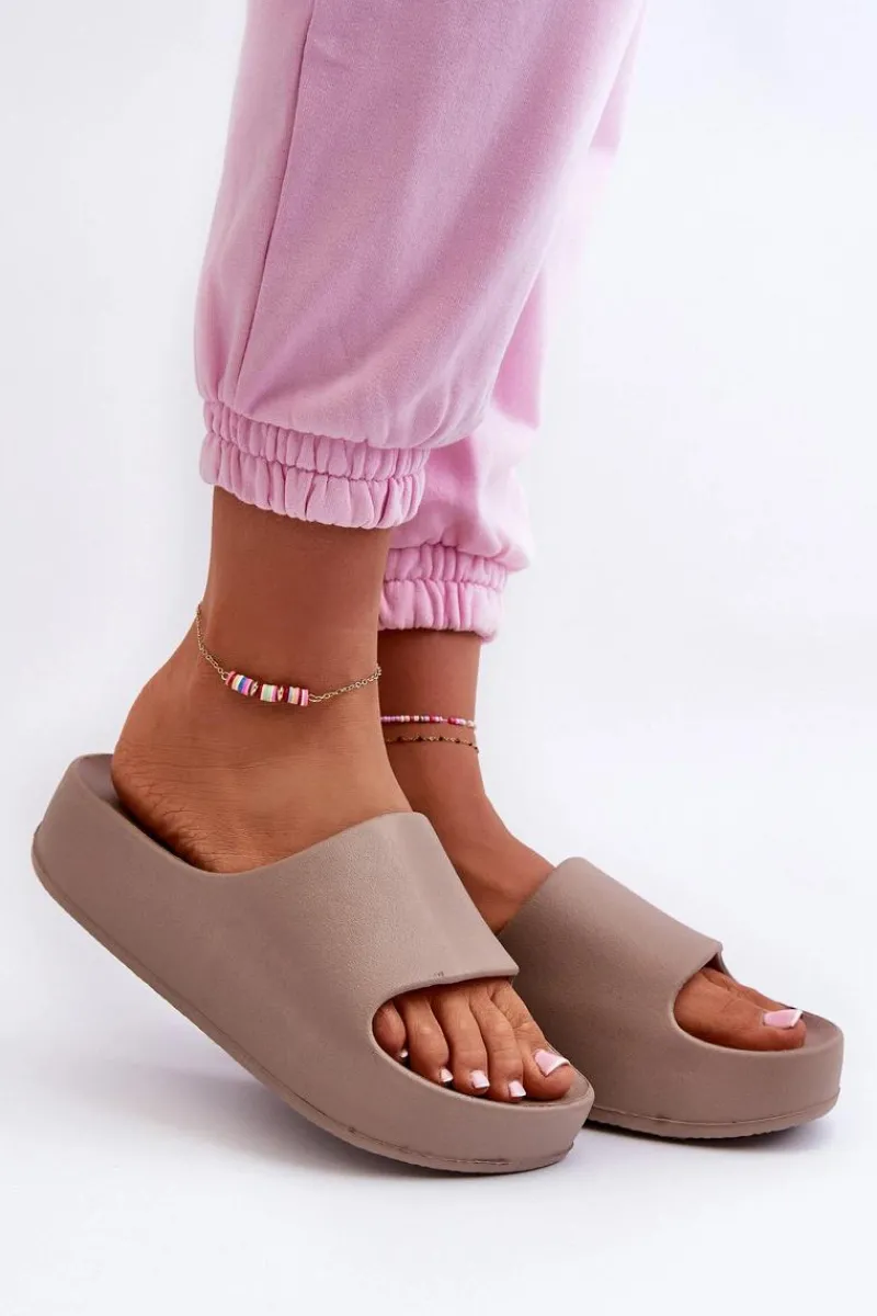 Klapki Basenowe|Klapki Na Platformie>Boto Klapki Damskie Na Platformie Piankowe Brązowe Airaplea