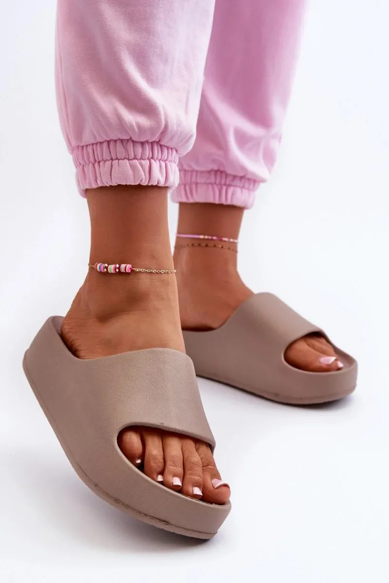 Klapki Basenowe|Klapki Na Platformie>Boto Klapki Damskie Na Platformie Piankowe Brązowe Airaplea