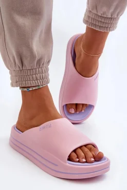 Hot Klapki Damskie Na Platformie Big Star NN274A035 Różowe Damskie Klapki Damskie Big Star|Klapki Basenowe