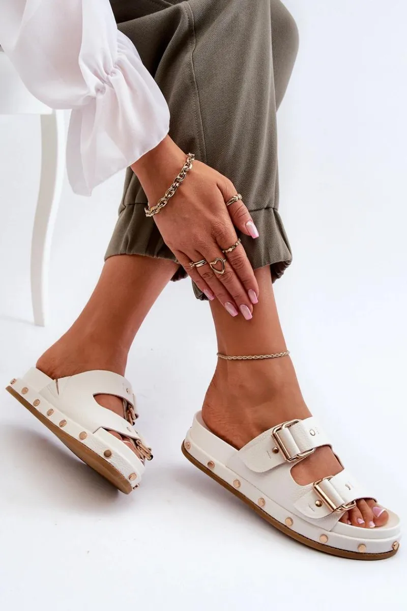 Hot Klapki Damskie Na Platformie Big Star NN274081 Białe Damskie Klapki Damskie Big Star|Klapki Damskie Klasyczne