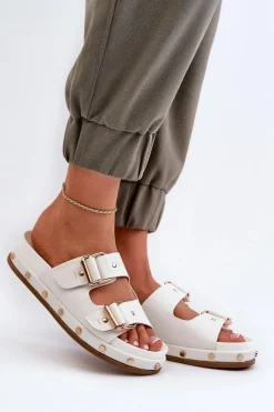 Hot Klapki Damskie Na Platformie Big Star NN274081 Białe Damskie Klapki Damskie Big Star|Klapki Damskie Klasyczne