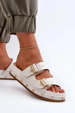 Hot Klapki Damskie Na Platformie Big Star NN274081 Białe Damskie Klapki Damskie Big Star|Klapki Damskie Klasyczne