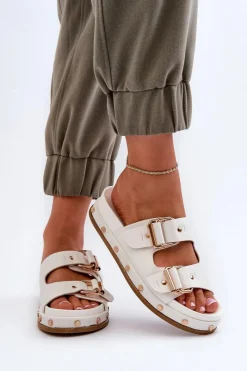 Hot Klapki Damskie Na Platformie Big Star NN274081 Białe Damskie Klapki Damskie Big Star|Klapki Damskie Klasyczne