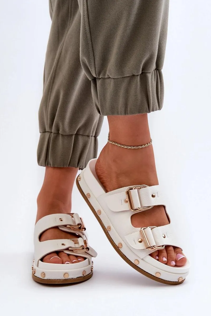 Hot Klapki Damskie Na Platformie Big Star NN274081 Białe Damskie Klapki Damskie Big Star|Klapki Damskie Klasyczne