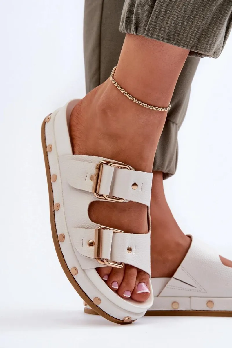 Hot Klapki Damskie Na Platformie Big Star NN274081 Białe Damskie Klapki Damskie Big Star|Klapki Damskie Klasyczne