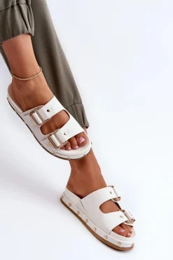 Hot Klapki Damskie Na Platformie Big Star NN274081 Białe Damskie Klapki Damskie Big Star|Klapki Damskie Klasyczne