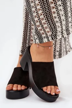 Klapki Na Obcasie|Klapki Na Platformie>Boto Klapki Damskie Na Słupku I Platformie Czarne Omeisa