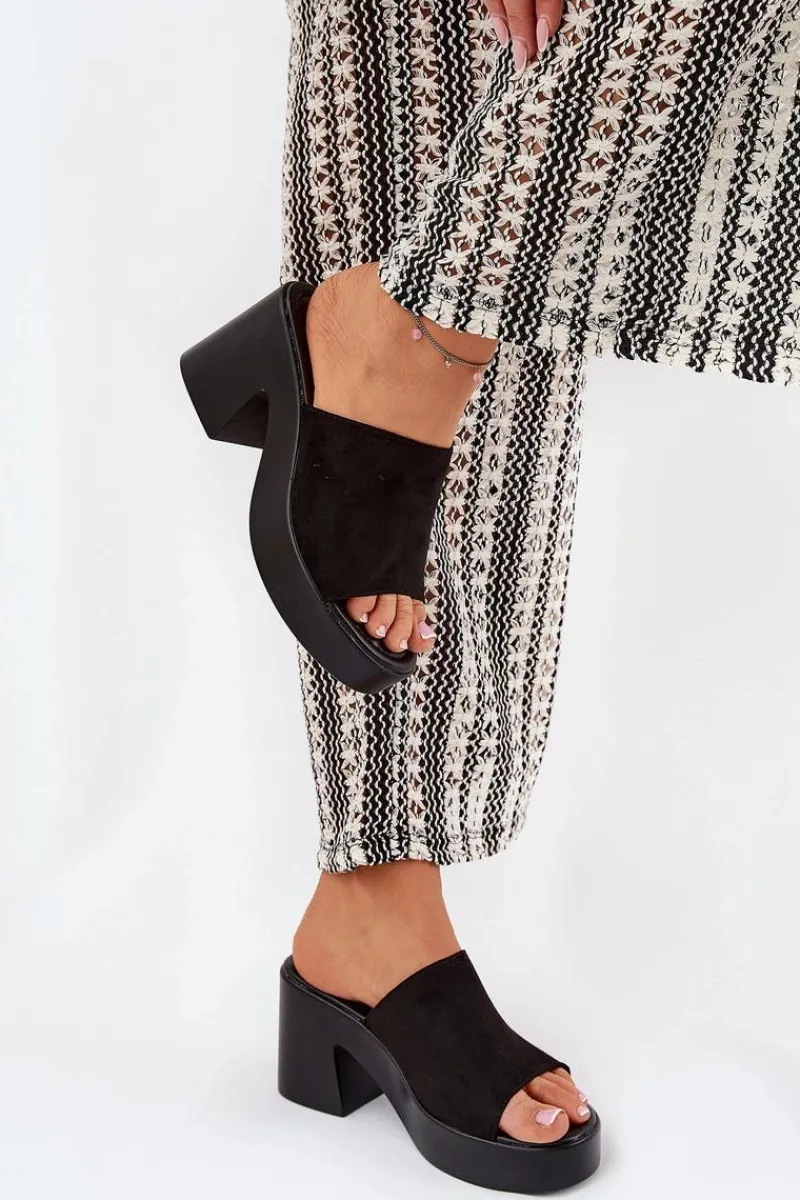 Klapki Na Obcasie|Klapki Na Platformie>Boto Klapki Damskie Na Słupku I Platformie Czarne Omeisa