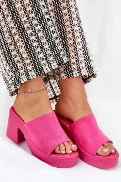 Boto Klapki Damskie Na Słupku I Platformie Fuksja Omeisa