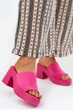 Boto Klapki Damskie Na Słupku I Platformie Fuksja Omeisa