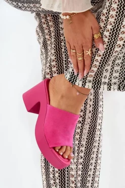 Boto Klapki Damskie Na Słupku I Platformie Fuksja Omeisa