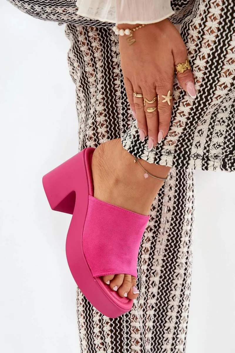 Boto Klapki Damskie Na Słupku I Platformie Fuksja Omeisa