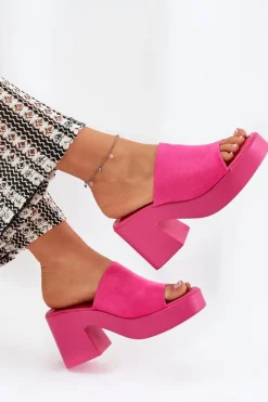 Boto Klapki Damskie Na Słupku I Platformie Fuksja Omeisa