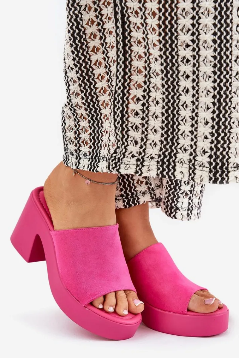 Boto Klapki Damskie Na Słupku I Platformie Fuksja Omeisa