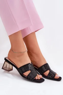 Best Buty damskie Vinceza Klapki Damskie Na Słupku Vinceza 62230 Czarne