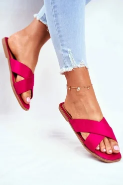 Discount Boto Klapki Damskie Paski na Krzyż Fuksja Philippines