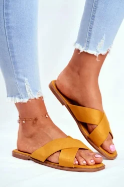 Discount Klapki Damskie Paski na Krzyż Żółte Philippines Damskie Klapki Damskie Klasyczne