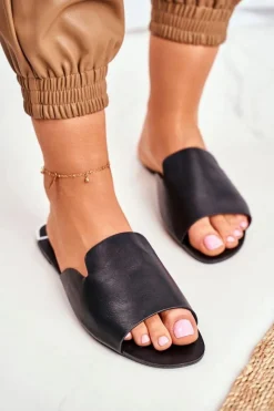 New Boto Klapki Damskie Płaskie Czarne Mimios