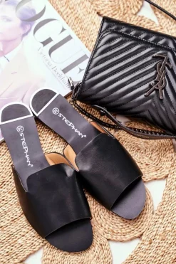 New Boto Klapki Damskie Płaskie Czarne Mimios