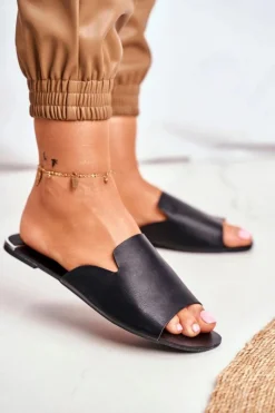 New Boto Klapki Damskie Płaskie Czarne Mimios