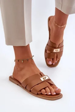 Online Klapki Damskie Płaskie Z Ozdobą Camel Kavinia Damskie Klapki Damskie Klasyczne