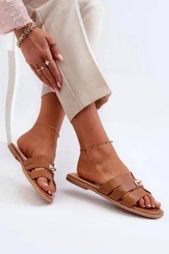 Online Klapki Damskie Płaskie Z Ozdobą Camel Kavinia Damskie Klapki Damskie Klasyczne
