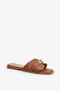 Online Klapki Damskie Płaskie Z Ozdobą Camel Kavinia Damskie Klapki Damskie Klasyczne