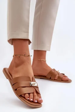 Online Klapki Damskie Płaskie Z Ozdobą Camel Kavinia Damskie Klapki Damskie Klasyczne