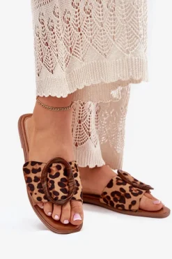 Best Klapki Damskie Płaskie Z Ozdobną Klamrą Panterka Luwam Damskie Klapki Damskie Klasyczne