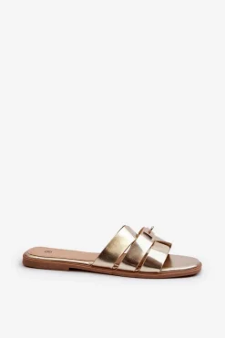 Boto Klapki Damskie Płaskie Z Ozdobą Złote Kavinia