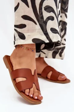 Hot Klapki Damskie Płaskie Z Wycięciami Camel Salyra Damskie Klapki Damskie Klasyczne