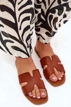 Hot Klapki Damskie Płaskie Z Wycięciami Camel Salyra Damskie Klapki Damskie Klasyczne
