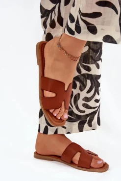 Hot Klapki Damskie Płaskie Z Wycięciami Camel Salyra Damskie Klapki Damskie Klasyczne