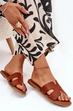 Hot Klapki Damskie Płaskie Z Wycięciami Camel Salyra Damskie Klapki Damskie Klasyczne