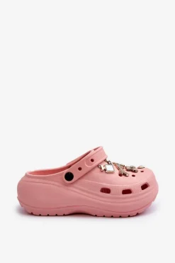 New Boto Klapki Damskie Piankowe Lekkie Na Grubej Podeszwie Z Przypinkami Różowe Effiora