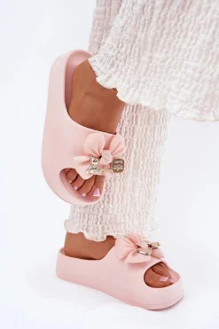 Klapki Basenowe|Klapki Na Platformie>Boto Klapki Damskie Piankowe Na Platformie Z Kokardką I Broszką Różowe Marlize