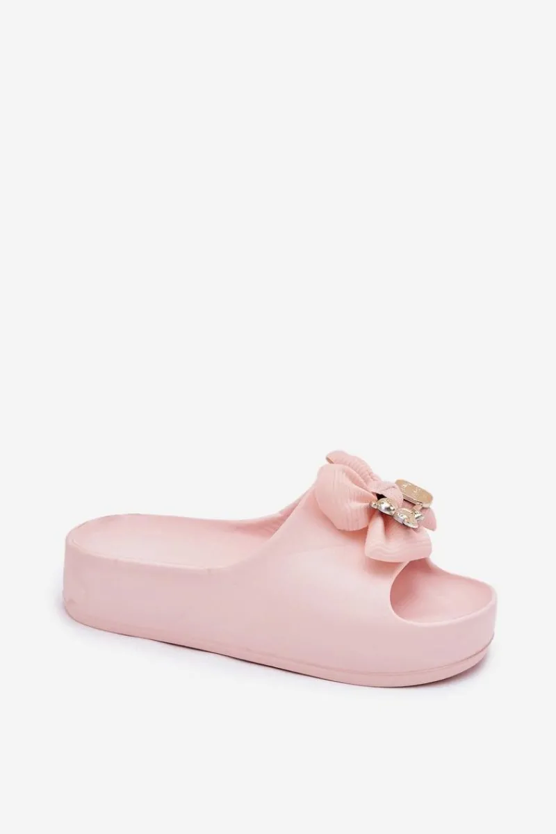 Klapki Basenowe|Klapki Na Platformie>Boto Klapki Damskie Piankowe Na Platformie Z Kokardką I Broszką Różowe Marlize
