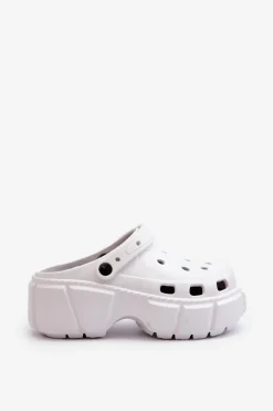 Hot Boto Klapki Damskie Piankowe Na Masywnej Podeszwie Białe Witima Biały