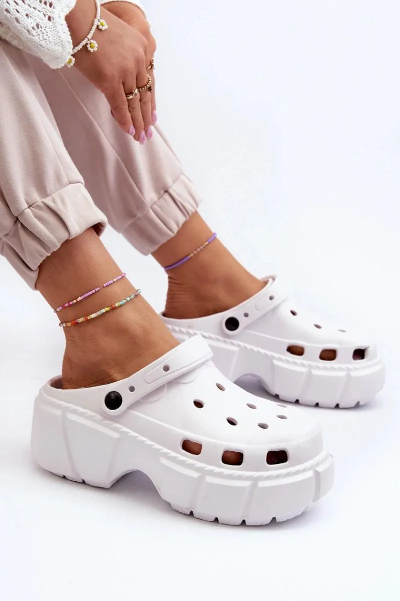 Hot Boto Klapki Damskie Piankowe Na Masywnej Podeszwie Białe Witima Biały