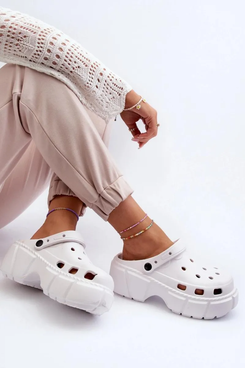 Hot Boto Klapki Damskie Piankowe Na Masywnej Podeszwie Białe Witima Biały